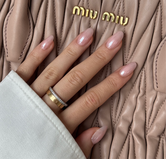 Strawberry Glaze oval press-on nails by Glowie by Her