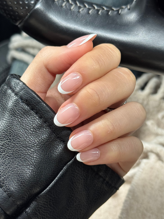 Le Madam short round French tip press-on nails by Glowie by Her