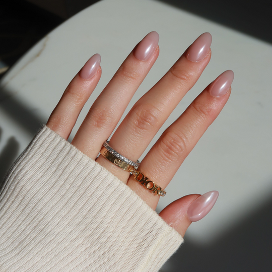 Strawberry Glaze oval press-on nails by Glowie by Her