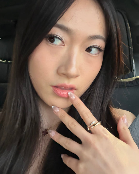 Catseye dusty pink cat eye press-on nails by Glowie by Her