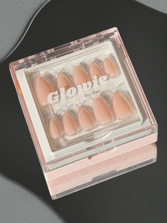 Angel milky pink press-on nails by Glowie by Her