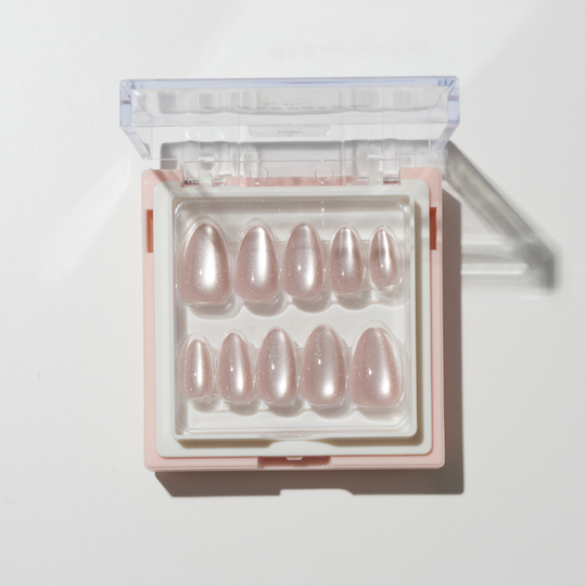 ASAP pink cat eye press-on nails by Glowie by Her