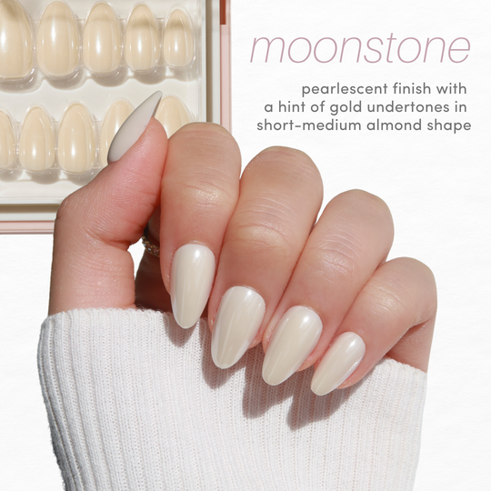 Moonstone pearlescent press-on nails by Glowie by Her