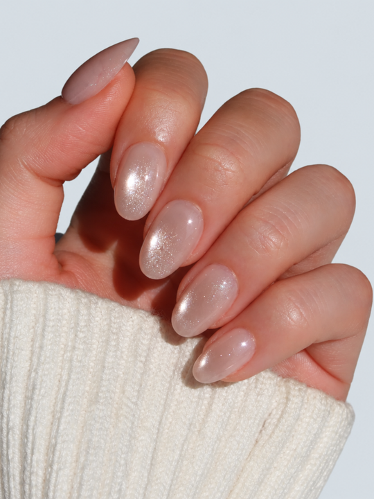 Catseye dusty pink cat eye press-on nails by Glowie by Her