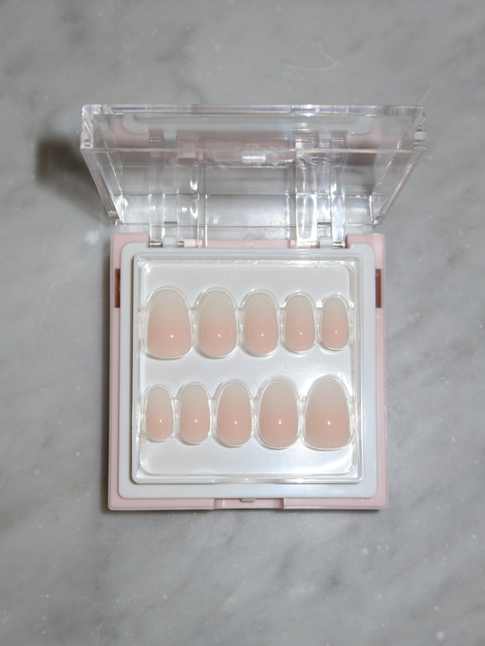 Daydream short milky pink press-on nails by Glowie by Her