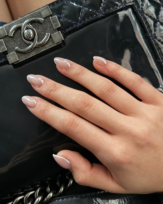 So Chic chrome French tip press-on nails by Glowie by Her