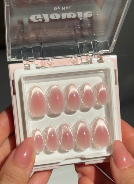Starlight cat eye French tip press-on nails by Glowie by Her