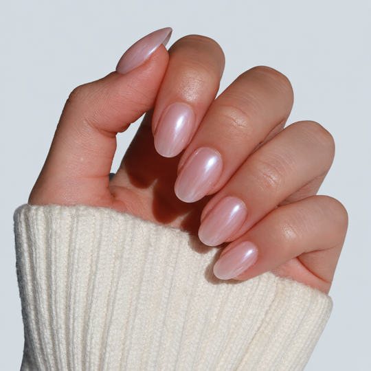Hailey short glazed chrome press-on nails by Glowie by Her
