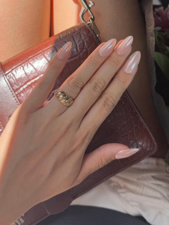 Hailey glazed chrome press-on nails by Glowie by Her