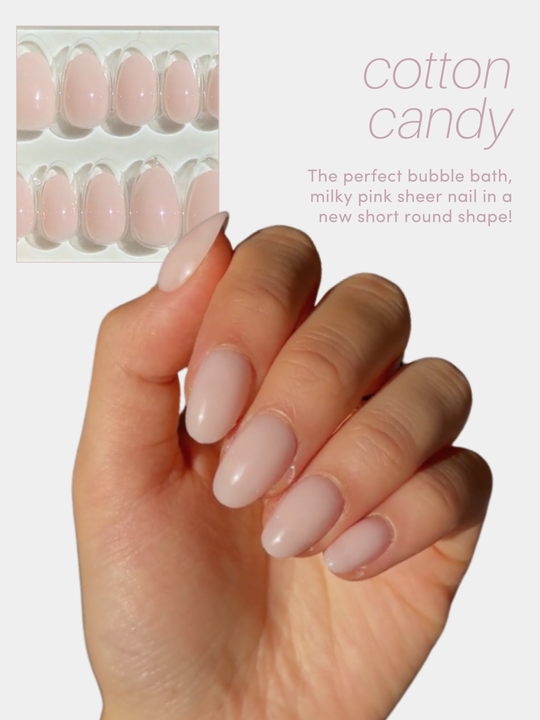 Cotton Candy sheer milky pink press-on nails by Glowie by Her