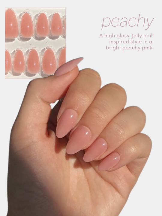 Peachy jelly press-on nails by Glowie by Her