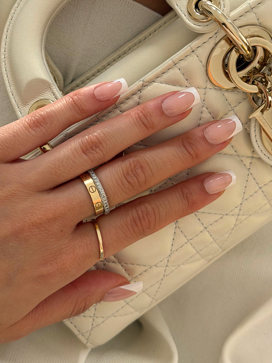 Lucky medium square French tip press-on nails by Glowie by Her