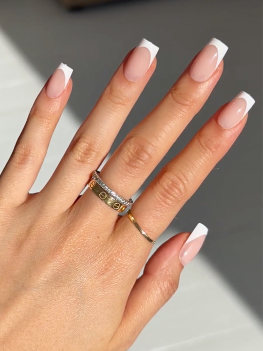Lucky medium square French tip press-on nails by Glowie by Her