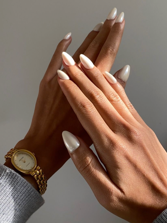 Moonstone pearlescent press-on nails by Glowie by Her