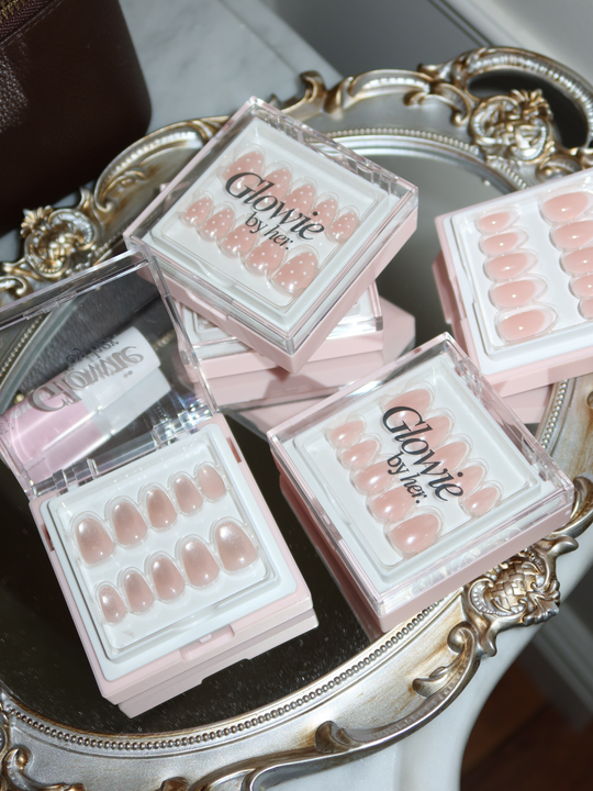 Blush short pinky nude press-on nails by Glowie by Her