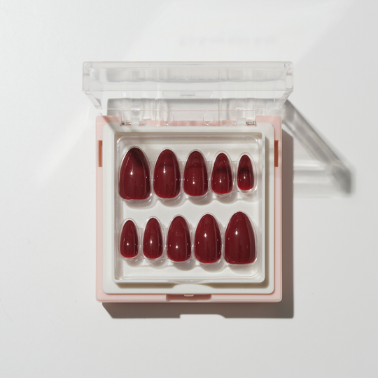 Smitten cherry cola red press-on nails by Glowie by Her