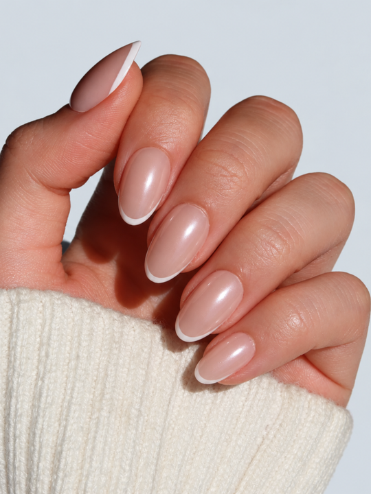 So Chic chrome French tip press-on nails by Glowie by Her