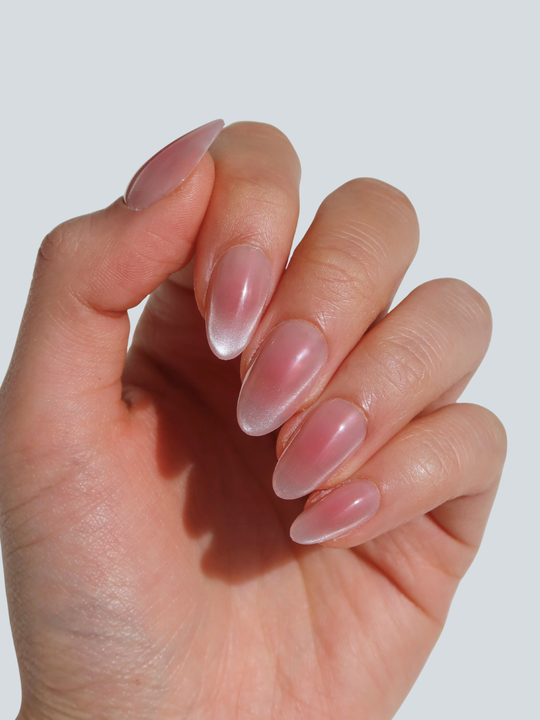 Starlight cat eye French tip press-on nails by Glowie by Her