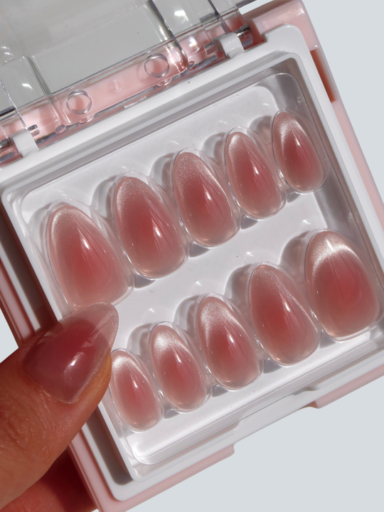 Starlight cat eye French tip press-on nails by Glowie by Her