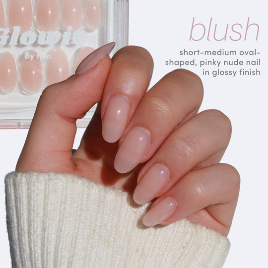 Blush pinky nude press-on nails by Glowie by Her