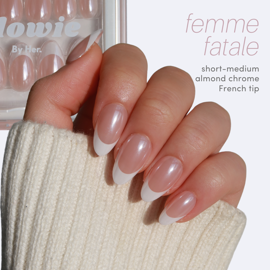 Femme Fatale chrome French tip press-on nails by Glowie by Her