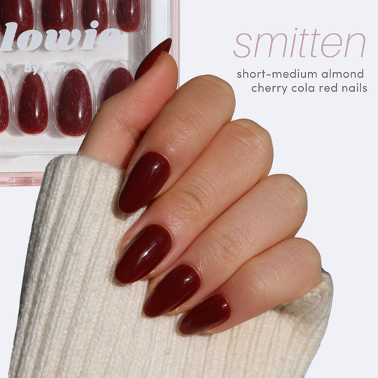 Smitten cherry cola red press-on nails by Glowie by Her
