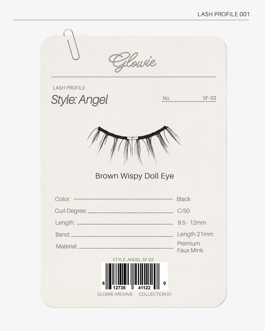 Glowie Angel lash profile card: Brown Wispy Doll Eye