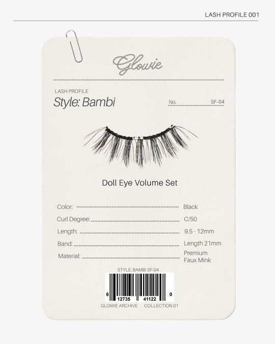 Glowie Bambi lash profile card: Doll-eye Volume